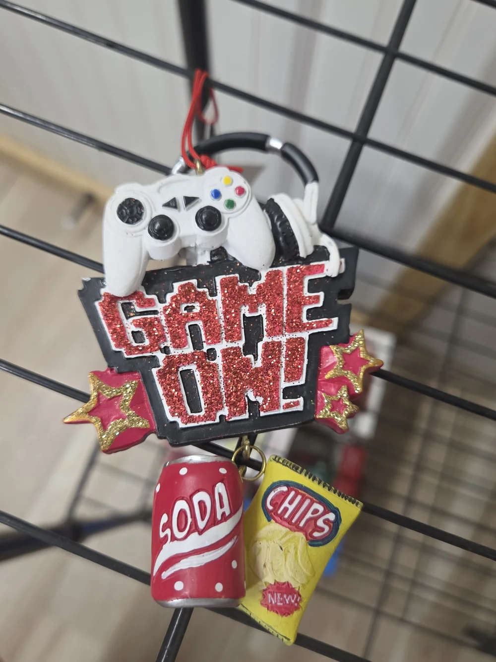 Game On! Christmas Ornament - White Controller with Red and Yellow Accents